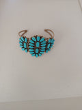 Authentic Native American Handcrafted Turquoise and Sterling Silver Cuff; BR23-2