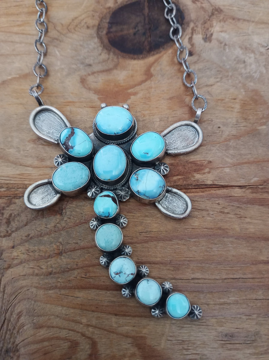 Authentic Golden Hills Turquoise Dragonfly Necklace; 24in; NK17-6