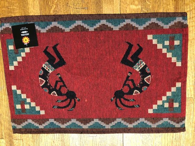Placemats with Indian design, Kokopelli, Geckos, rug design Southwest ...