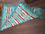 Pendleton Crib Blanket; Chief Joseph Aqua; Shawl Style(fringe)