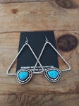 Navajo Handcrafted Sterling Silver and Turquoise Earrings; ER1-9