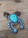 Navajo Handcrafted Sterling Silver and Turquoise Naja; PD4-1-1