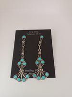 Zuni Handcrafted Turquoise and Sterling Silver Earrings; ER49-2