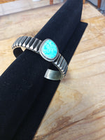 Navajo Handcrafted Sterling Silver and Turquoise Cuff by LeAnder Tahe, BR420-5