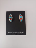 Zuni Handcrafted Multi Stone Inlaid and Sterling Silver Earrings by Deirdre Luna