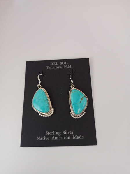 Navajo Handcrafted Sterling Silver and Turquoise Earrings by Verley Betone; ER20-4