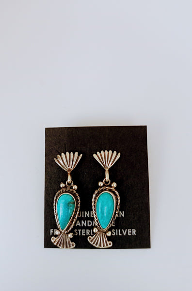Navajo Handcrafted Sterling Silver and Turquoise Earrings by Annie Spencer; ER20-2