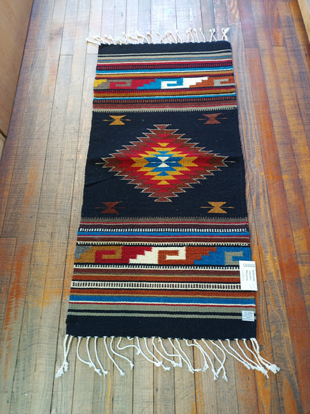 Zapotec Handwoven Wool Rug; 22"x44"; Z13-7