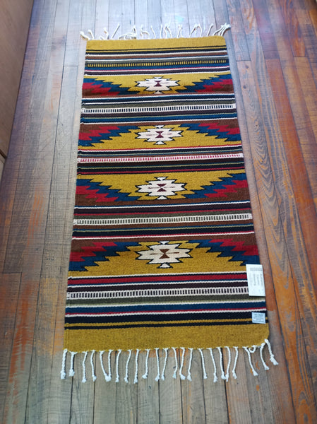 Zapotec Handwoven Wool Rug; 22"x44"; Z13-6