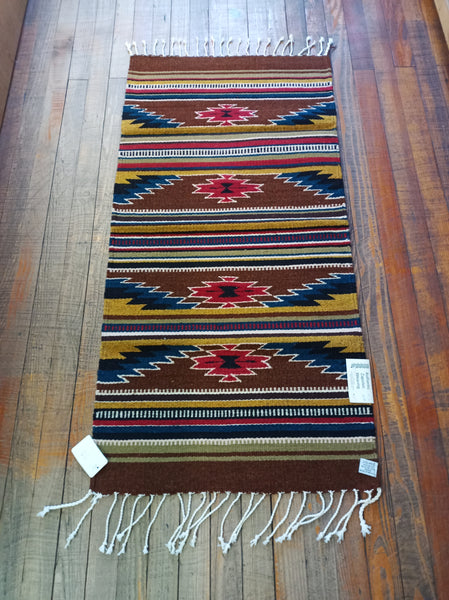 Zapotec Handwoven Wool Rug; 22"x44"; Z13-5
