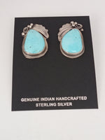 Navajo Handcrafted Turquoise and Sterling Silver Earrings; ER6-13-B