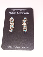 Native American Handcrafted Sterling Silver and Turquoise Earrings; ER13-3