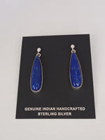 Navajo Handcrafted Lapis and Sterling Silver Earrings; ER13-2