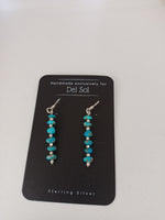 Handcrafted Castle Dome Turquoise and Sterling Silver Bead Earrings; ER718-7