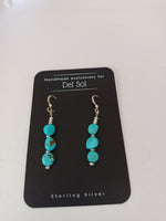 Handcrafted Kingman Turquoise and Sterling Silver Bead Earrings; ER718-5