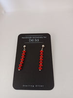 Genuine Coral and Sterling Silver Earrings; ER718-2