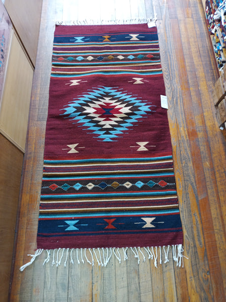 Zapotec Handwoven Wool Rug; 30x60; Z812-8