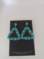 Navajo Handcrafted Turquoise and Sterling Silver Earrings; ER23-1