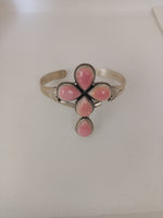 Navajo Handcrafted Sterling Silver and Pink Conch Shell Cuff; BR23-1