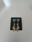 Authentic Navajo Sterling Silver Turquoise Earrings; ER1-C6