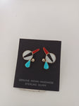 Zuni Sterling Silver Inlay Earrings; ER-A22