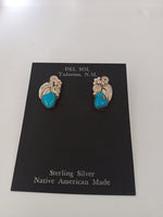 Navajo Sterling Silver Turquoise Earrings; Approx. 3/4”L X 1/2”W; ER-G7