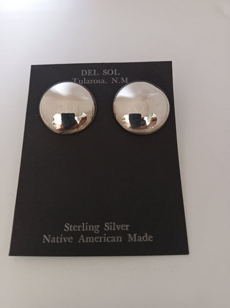 Authentic Navajo Sterling Silver Button Style Earrings