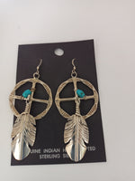 Navajo Sterling Silver Turquoise Earrings; ER-A13