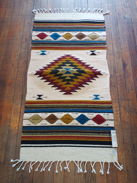 Zapotec Handwoven Wool Rug; 22"x44"; ZP112-6