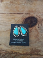 Navajo Handcrafted Sterling Silver and Turquoise Earrings; ER114-6