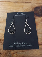 Navajo Handcrafted Sterling Silver and Onyx Earrings; ER114-5