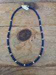 Authentic Lapis and Sterling Silver Bead Necklace; 18in; NK17-1