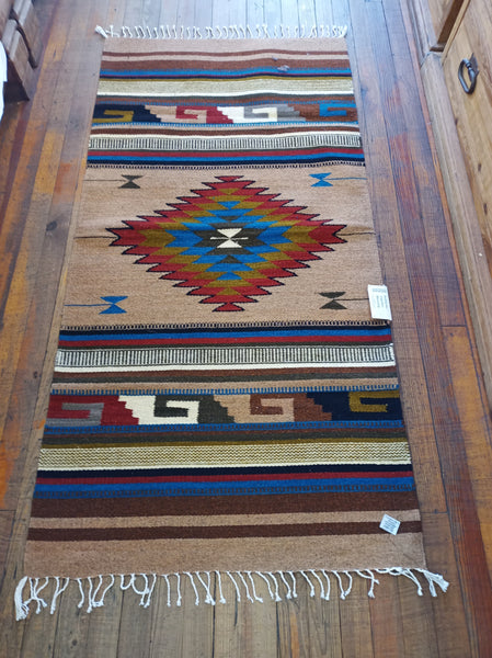 Zapotec Handwoven Wool Rug; 30" x 60"; Z10-7