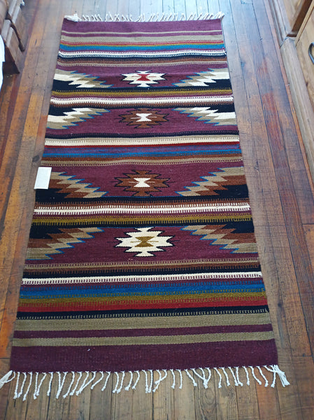 Zapotec Handwoven Wool Rug; 30" x 60"; Z10-6