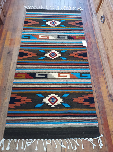 Zapotec Handwoven Wool Rug; 30" x 60"; ZAP111-3