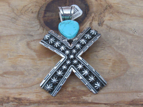 Authentic Navajo Handcrafted Sterling Silver Turquoise Pendent by Jean Dixon