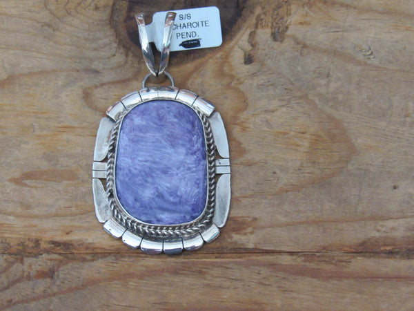 Handcrafted Authentic Navajo Sterling Silver Charoite Pendent by Betta Lee