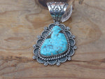 Authentic Navajo Handcrafted Sterling Silver Carico Lake Turquoise Pendant