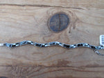 Authentic Handcrafted Navajo Sterling Silver Black Jet and Clamshell Inlay Link Bracelet