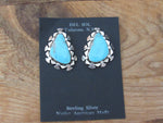 Authentic Navajo Sterling Silver Turquoise Earrings; ER15-B1