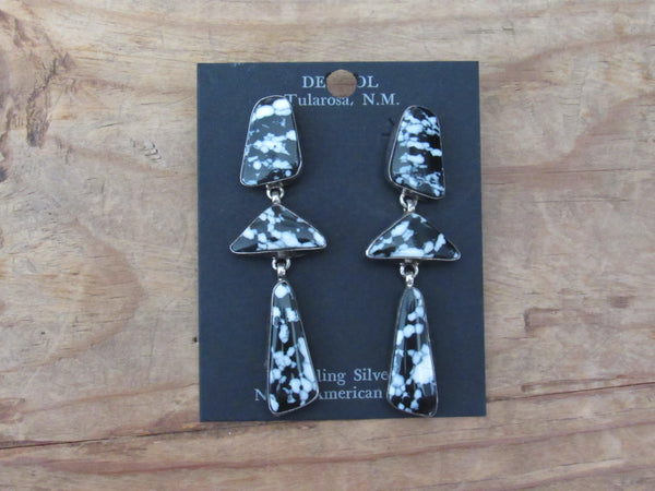 Authentic Navajo Handcrafted Sterling Silver Picasso Marble Earrings