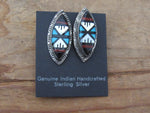 Authentic Zuni Sterling Silver Inlay Earrings; ER8-B1