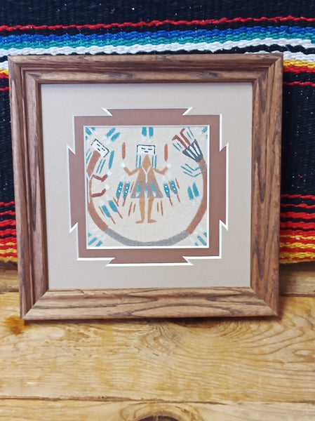 Navajo Sand Painting by Nephi Benally; 7"x7"(with frame)