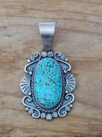 Navajo Handcrafted Turquoise and Sterling Silver Pendant; PD2013