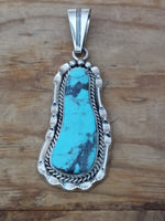 Navajo Handcrafted Turquoise and Sterling Silver Pendant; PD2012
