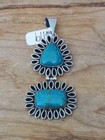 Navajo Handcrafted Turquoise and Sterling Silver Pendant; PD2004