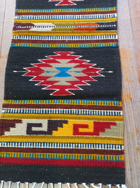 Zapotec Handwoven Wool Runner; 15"x40"