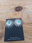 Navajo Brushed Sterling Silver and Turquoise Earrings; ER86-2