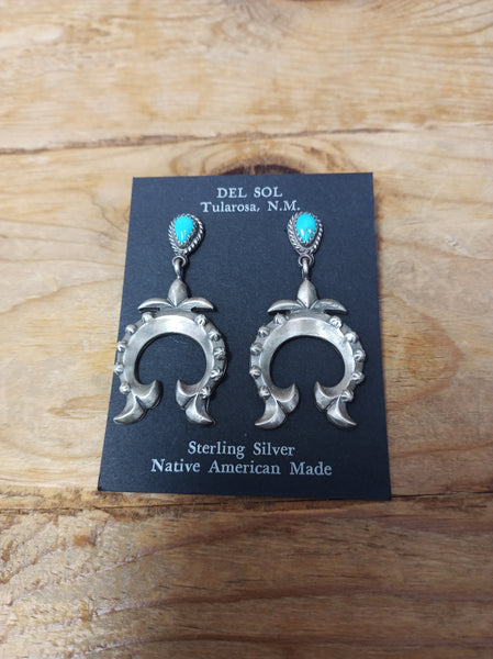 Authentic Native American Turquoise and Sterling Silver Earrings by: Annie Spencer; ER23-A6