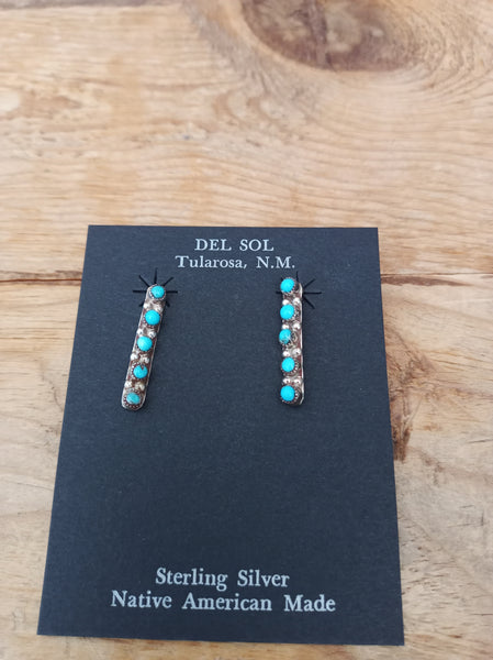 Turquoise and Sterling Silver Earrings; Native American Made; ER13-6